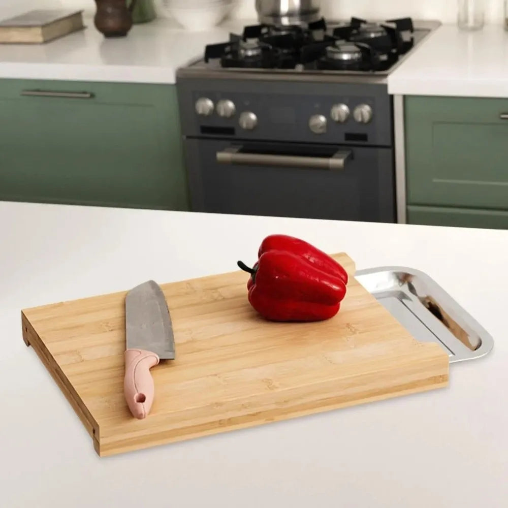 Thickened Wooden Cutting Board Non-Slip with Drawers Cheese Board Multi-Functional Eco-Friendly Cutting Plate Mat Cooking Use