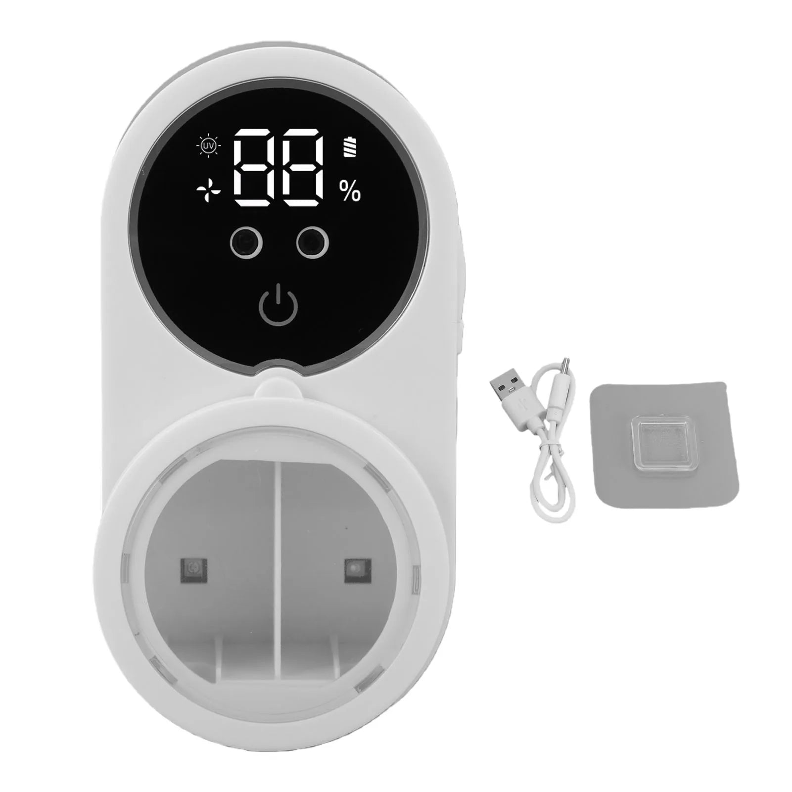 Toothbrush Cleaner and Holder Wall Mounted Toothbrush Cleaner and Dryer Automatic Infrared Sensing with Large Screen White