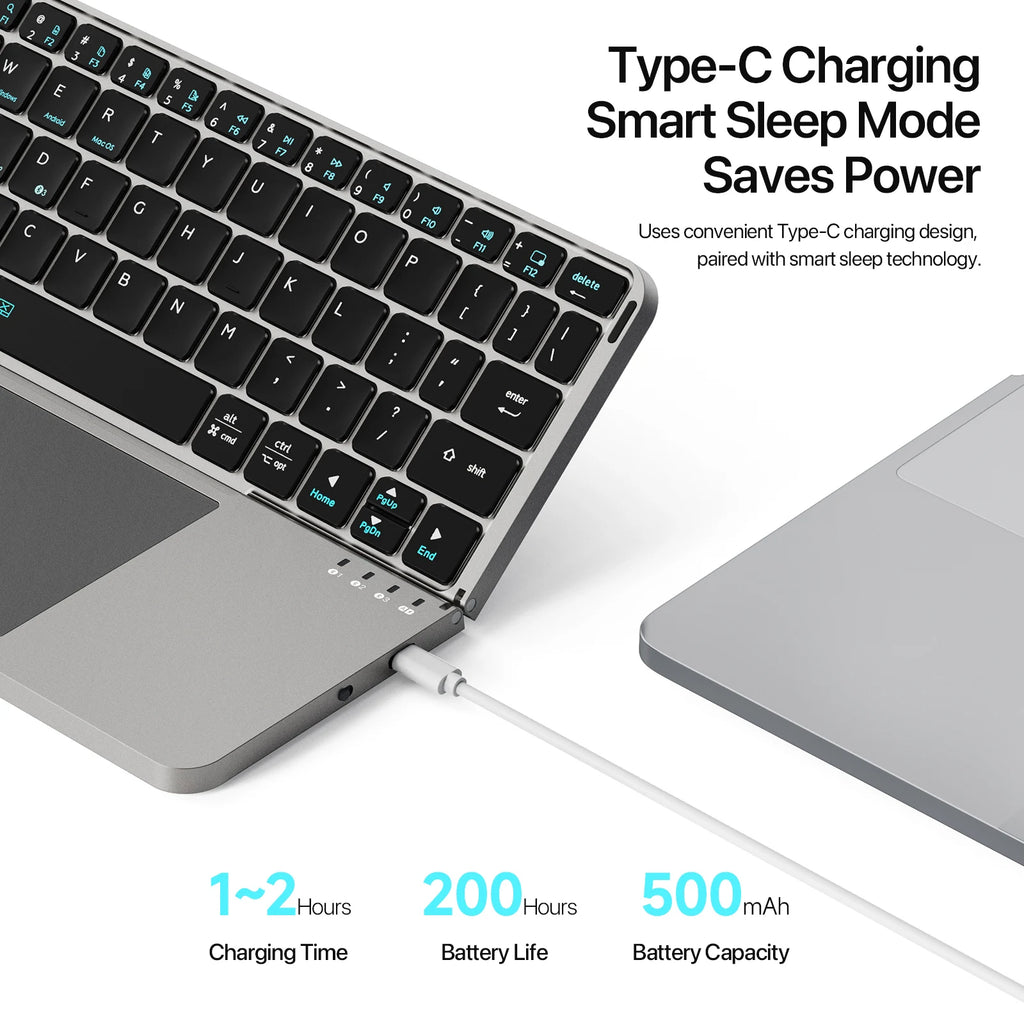 Foldable Bluetooth 5.0 Keyboard with Touchpad & Phone Holder for Phones Tablets PC Ios Android Windows Mac