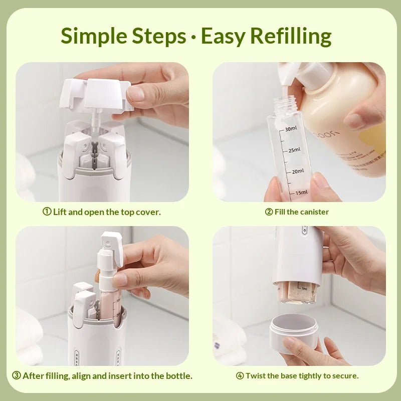 4-In-1 Travel Refillable Bottles, Portable Toiletries and Cosmetics Containers for Shampoo, Body Wash, Travel Storage Bottles